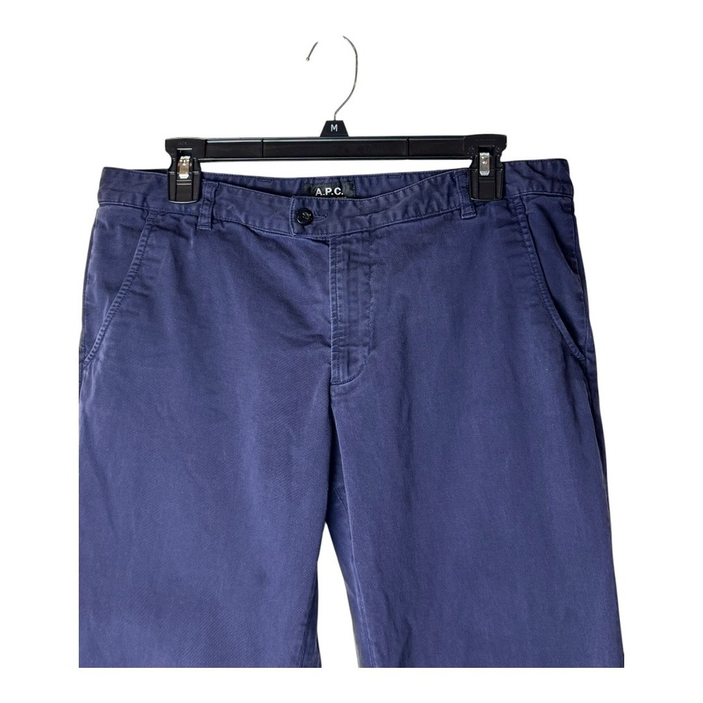 APC Pants Women XL Blue Cotton Straight Leg Casual Trousers Preppy Luxury Career - Picture 3 of 9